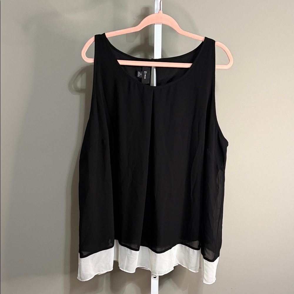 B.Wear Women’s Blouse Size 3X Black & White Color‎ Block Sleeveless Top